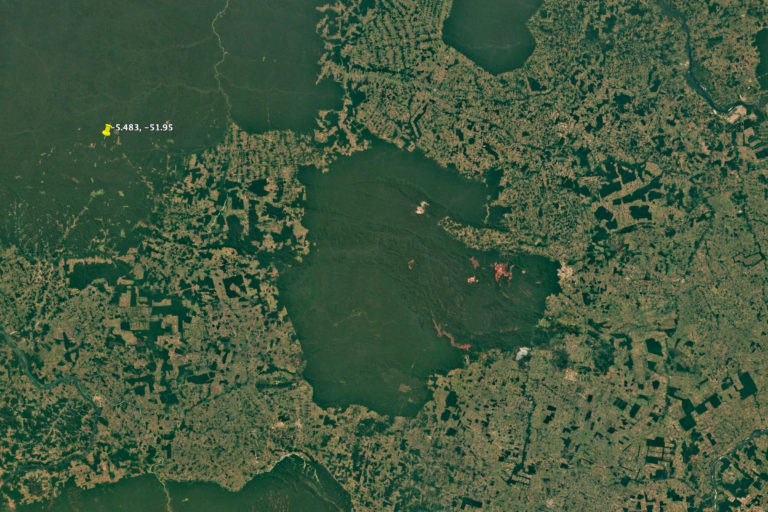 NASA Landsat satellite image showing the Amazonian region where the activity occurred, according to IBAMA.