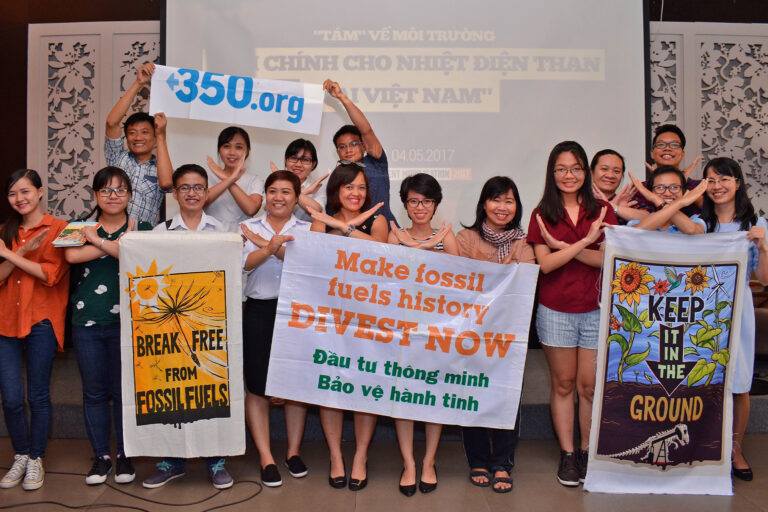 Journalists and activists in May, 2017, in Ho Chi Minh City, Vietnam. Fifth from left in the front is activist Hoang Thi Minh Hong.