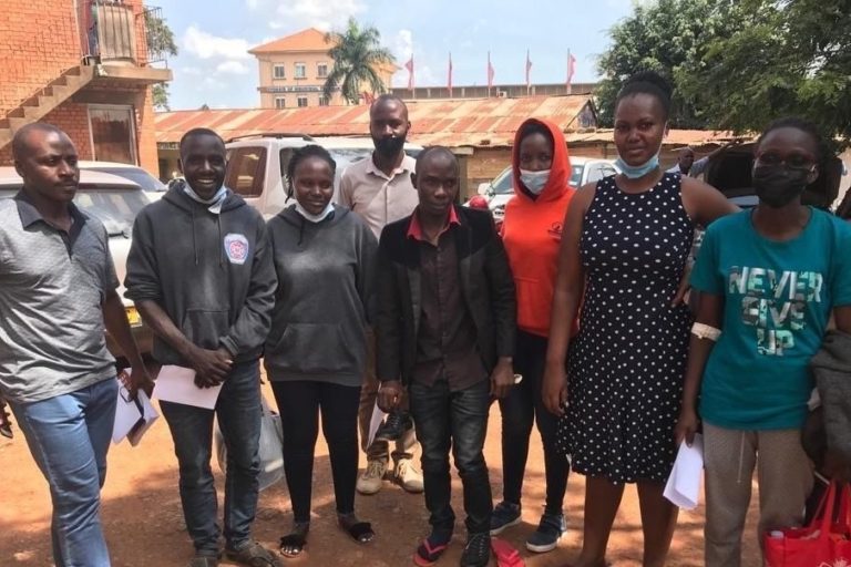 AFIEGO staff with two supporters after their release from jail. Image courtesy AFIEGO.
