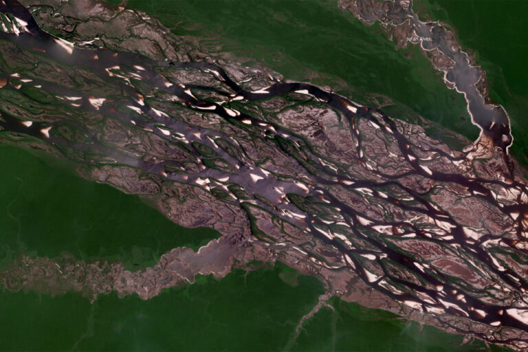 Planet satellite images of the drought-affected Rio Negro in October 2023. Photo courtesy of Planet Labs.
