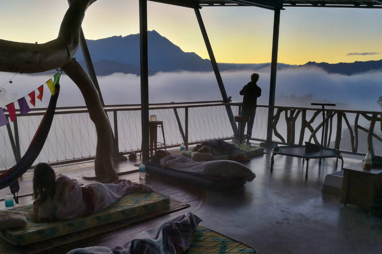 Guests awaken on the sky deck of the home Ken and Cynthia within the KampOng Campus for Ecoliteracy & Change. Image credit: Ken Wilson