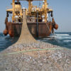 A Dutch super trawler pulling in the net.