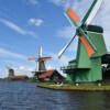 Dutch windmills in Zaanse Schans, Zaanstad.