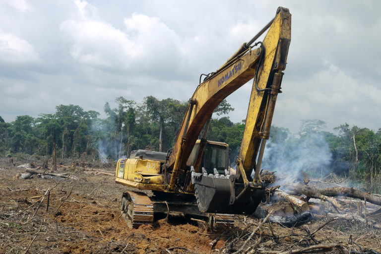 China-funded road-construction project in the Congo Basin. Credit: William Laurance.