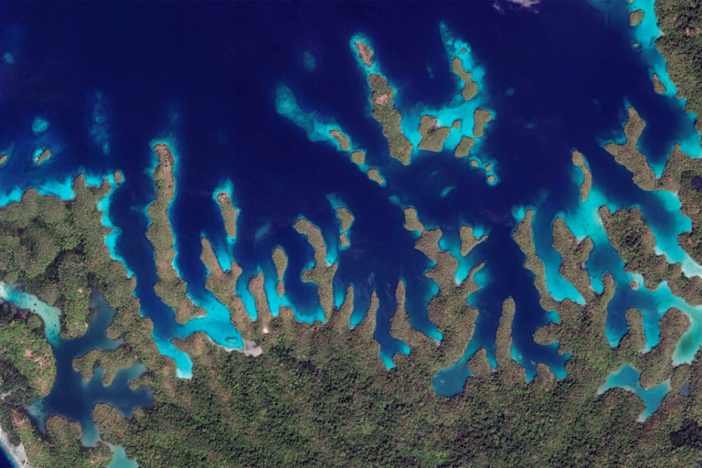 Daroyen in Raja Ampat, Indonesia. Photo credit: NASA Landsat