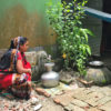 Rainwater harvesting in a coastal town in Bangladesh.