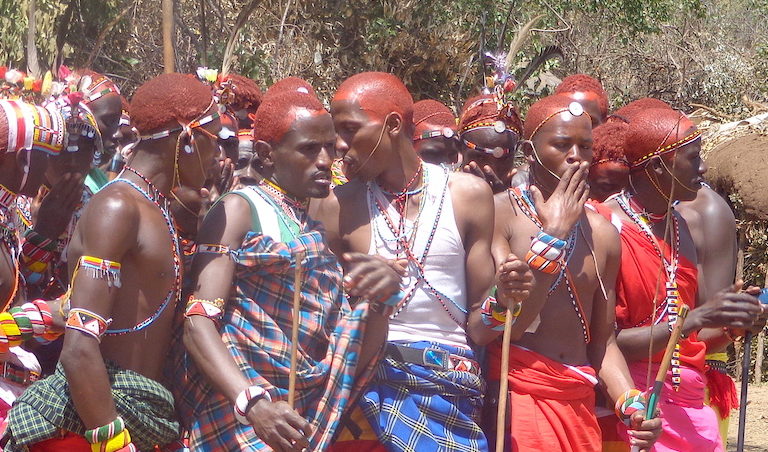 A group of Yiaku youth scouts, who have been trained by the Kenya Forest Service to take part in forest patrols and other conservation activities. Image by Shadrack Kavilu for Mongabay.