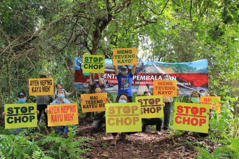The "Stop the Chop Protest" in Miri, Sarawak against Malaysian forestry company Samling in October 2020. Photo credit: The Borneo Project