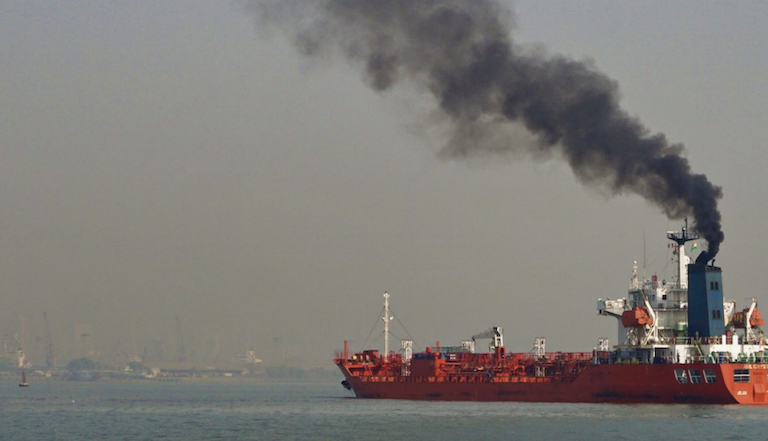 Ships that burn heavy fuel oil emit dirty exhaust containing black carbon. These sooty particles supercharge global heating in polar environments and threaten the livelihoods of Arctic communities. Image by Cyprien Hauser via Flickr (CC BY-ND).